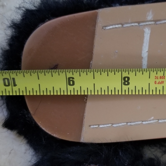 FURRY BLACK SLIPPERS WITH WHITE PEARLS US 9 - Picture 6 of 7